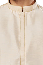 Load image into Gallery viewer, Ajay Arvindbhai Khatri Men Stylist Semi Raw Silk Kurta Pajama With Collar Thread Work

