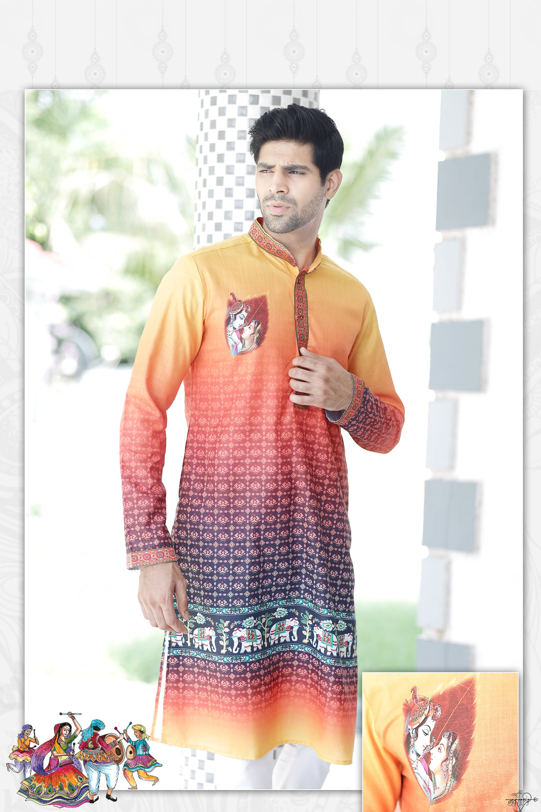 mens navratri printed kurta