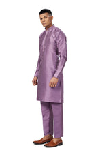 Load image into Gallery viewer, Ajay Arvindbhai Khatri Men Stylist Semi Raw Silk Kurta Pajama With Collar Thread Work
