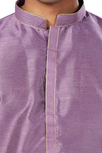 Load image into Gallery viewer, Ajay Arvindbhai Khatri Men Stylist Semi Raw Silk Kurta Pajama With Collar Thread Work
