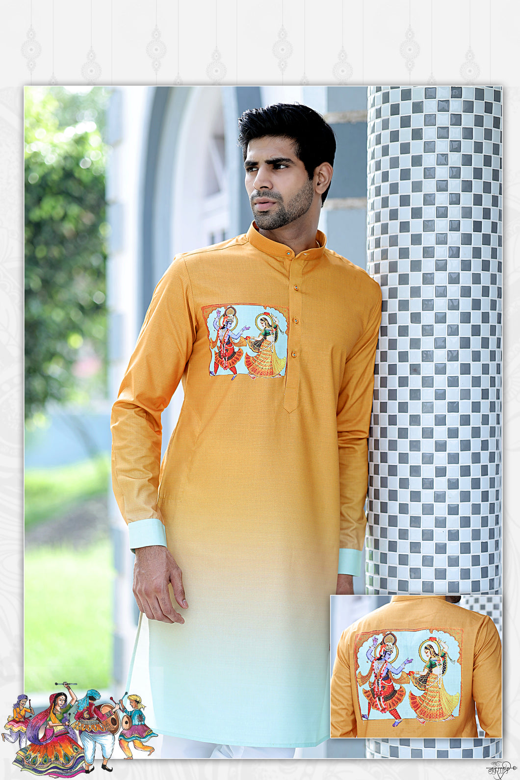 mens navratri printed kurta