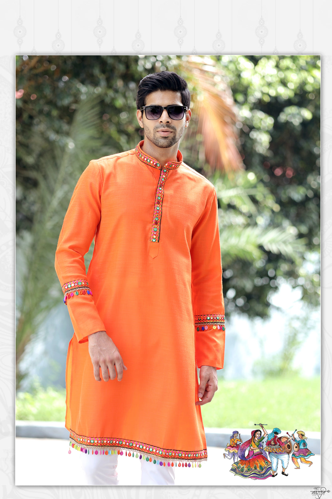 mens navratri printed kurta