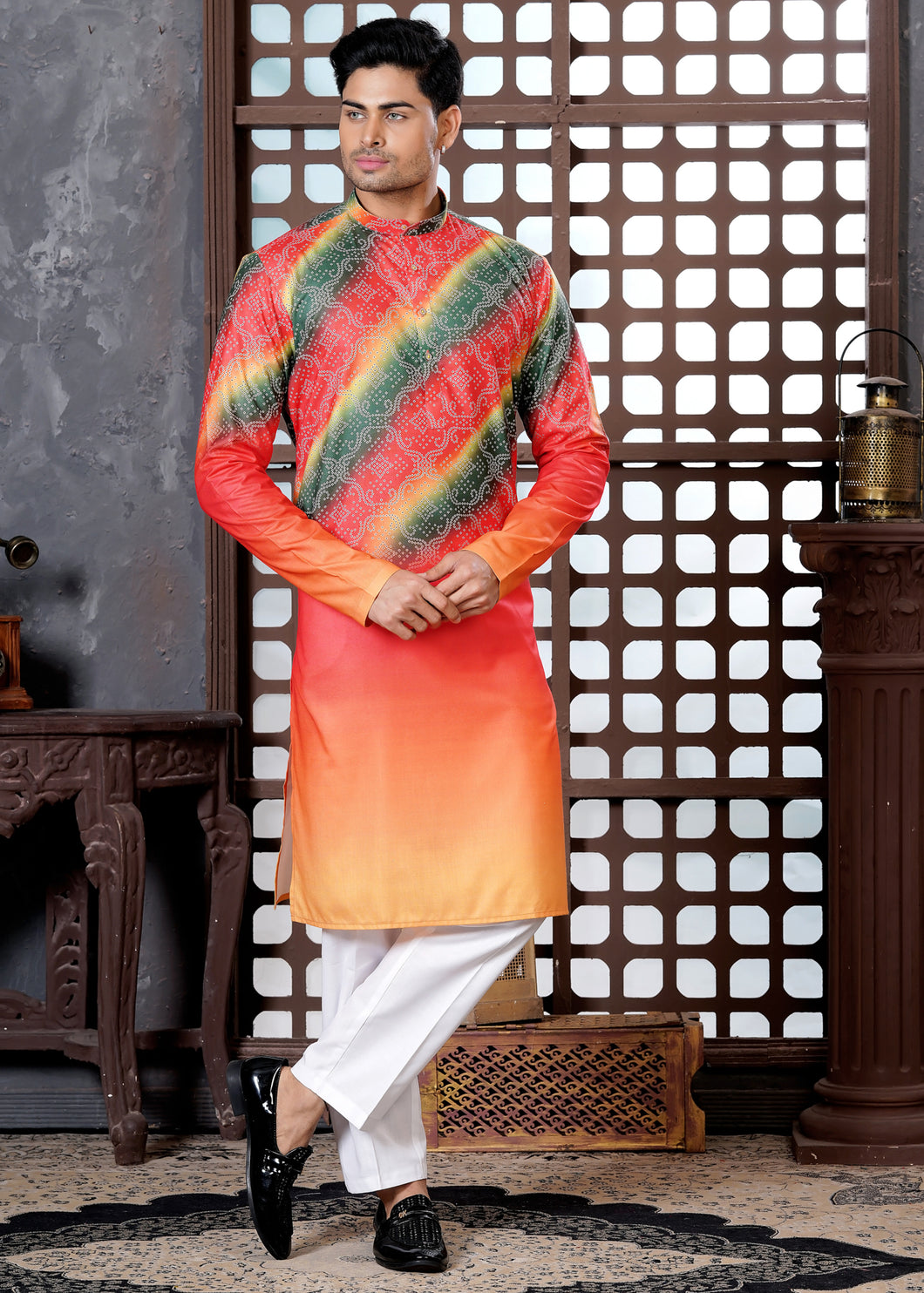 Ajay Arvindbhai Khatri Men's Cotton Printed Navratri Kurta