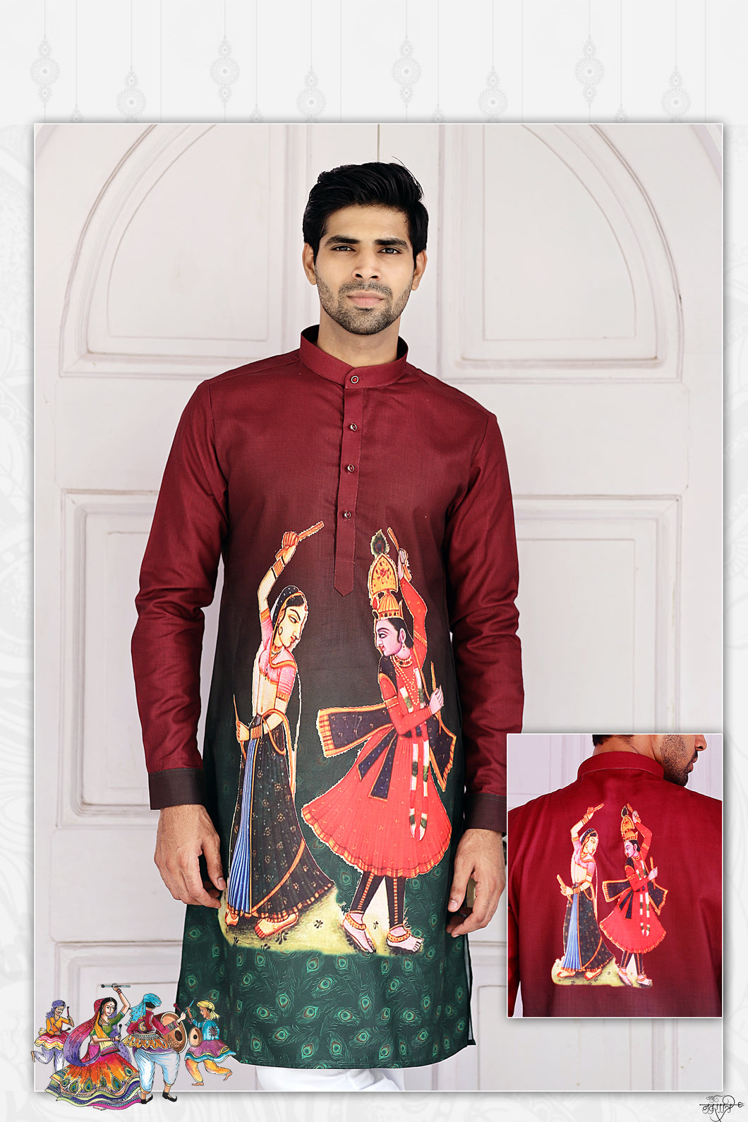 Ajay Arvindbhai Khatri Men's Cotton Printed Navratri  Kurta For Men's