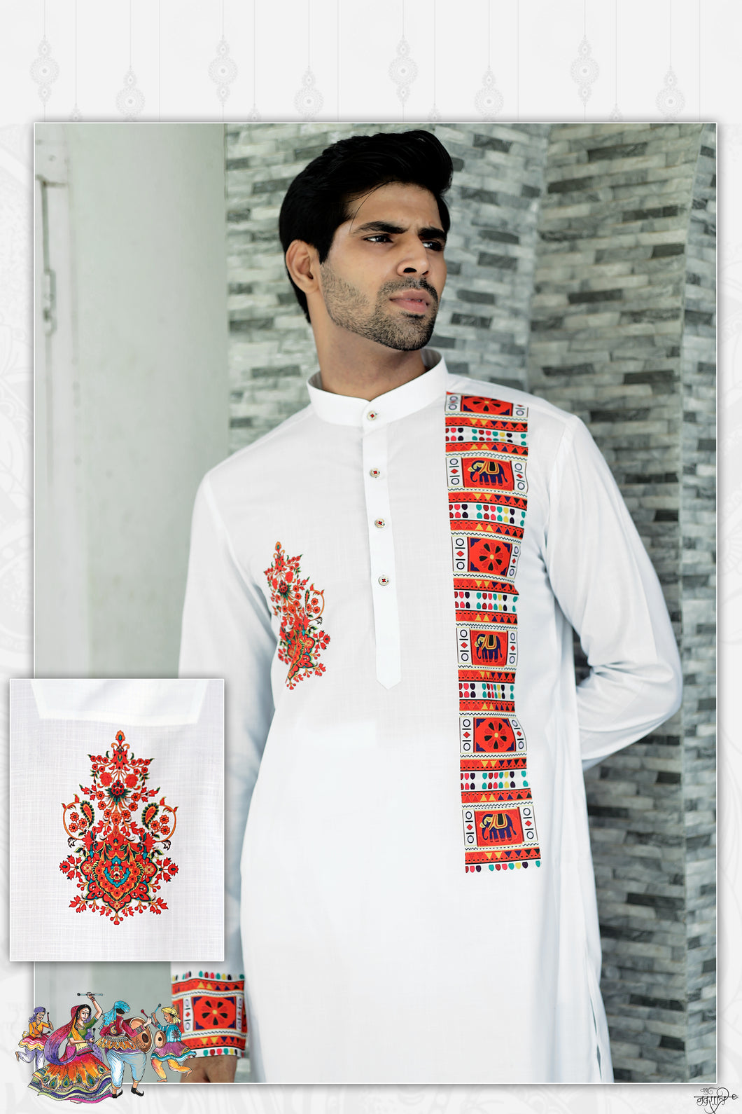 mens navratri printed kurta