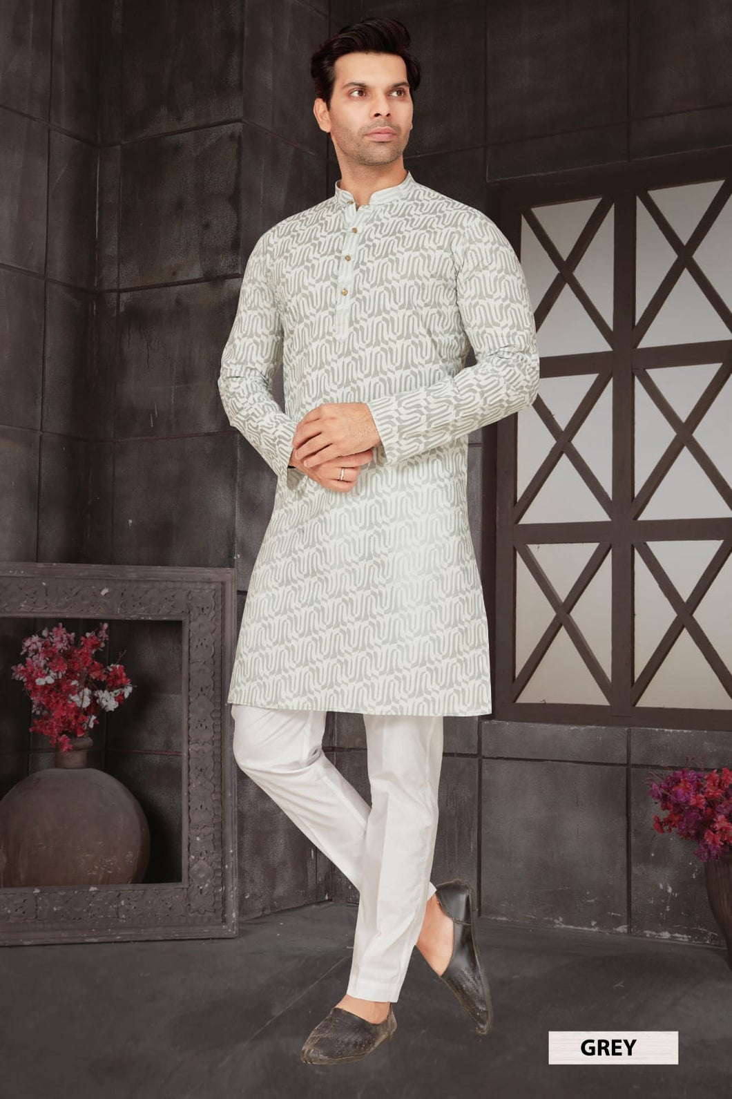 Ajay Arvindbhai Khatri Men's Pure Cotton Regular Basso Kurta Light Color