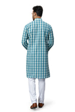 Load image into Gallery viewer, mens lucknowi green colour printed kurta
