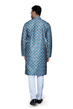 Load image into Gallery viewer, mens cotton printed blue colour kurta
