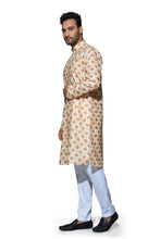 Load image into Gallery viewer, mens cotton printed yellow colour kurta

