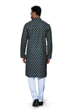 Load image into Gallery viewer, mens lucknowi blue colour printed kurta
