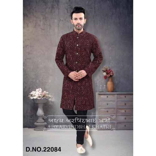 mens silk semi indowestern