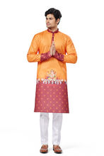 Load image into Gallery viewer, Ajay Arvindbhai Khatri Men&#39;s Cotton Printed Ganpati Kurta

