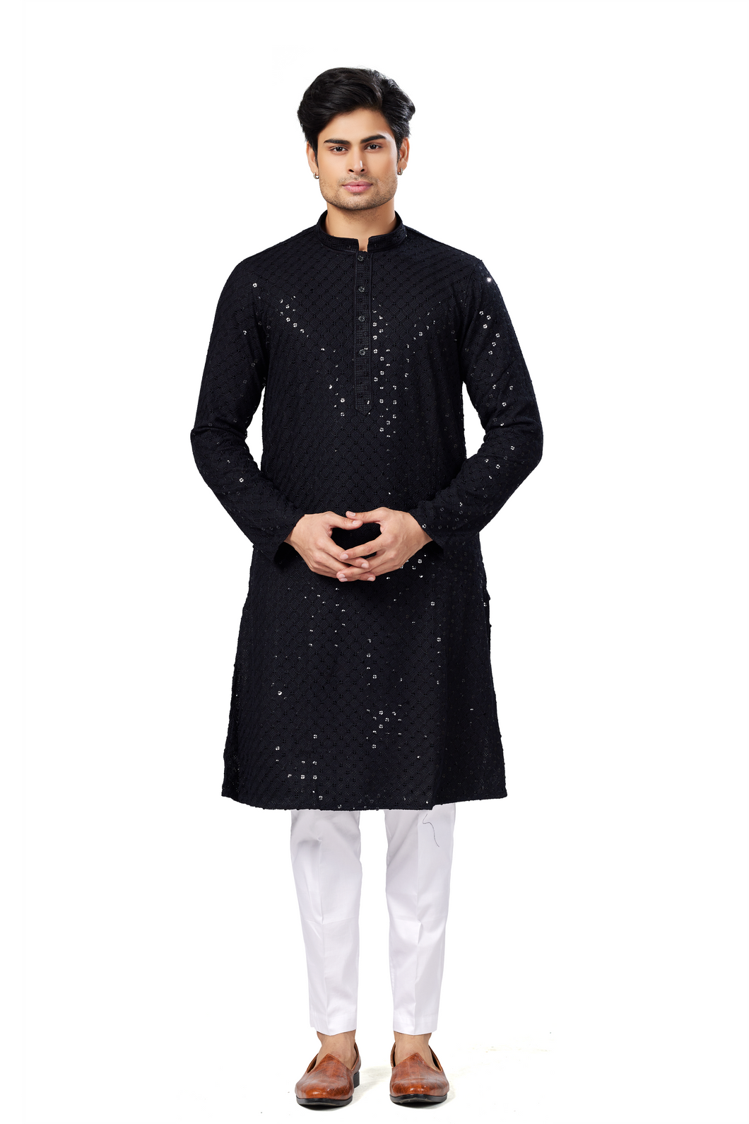 Ajay Arvindbhai Khatri Men's straight Lucknowi Chikankari  Kurta