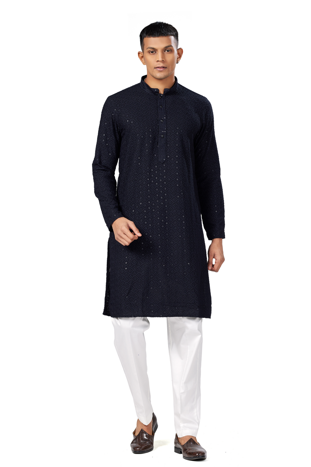 Ajay Arvindbhai Khatri Men's straight Lucknowi Chikankari Kurta
