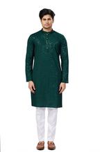 Load image into Gallery viewer, Ajay Arvindbhai Khatri Men&#39;s straight Lucknow Chikankari Patterned Kurta
