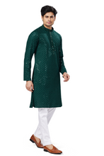 Load image into Gallery viewer, Ajay Arvindbhai Khatri Men&#39;s straight Lucknow Chikankari Patterned Kurta
