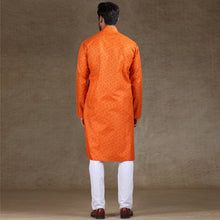 Load image into Gallery viewer, mens orange colour printed kurta
