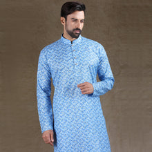 Load image into Gallery viewer, mens printed blue colour kurta
