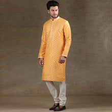 Load image into Gallery viewer, mens orange colour kurta pajama set
