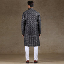 Load image into Gallery viewer, mens black colour printed kurta
