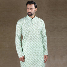 Load image into Gallery viewer, Ajay Arvindbhai Khatri Men&#39;s Cotton Flower Printed Stylish kurta Pista Colour
