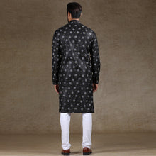 Load image into Gallery viewer, mens black colour printed kurta
