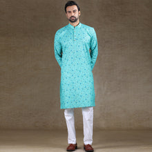 Load image into Gallery viewer, mens firoji colour printed kurta
