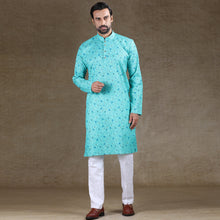 Load image into Gallery viewer, mens firoji colour printed kurta
