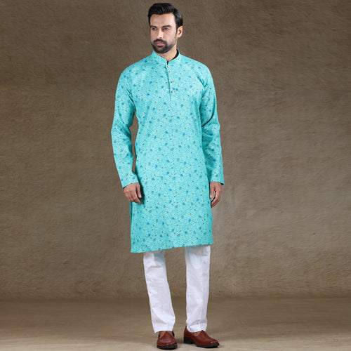 mens firoji colour printed kurta