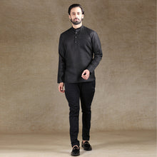 Load image into Gallery viewer, mens black colour short kurta
