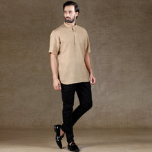 Load image into Gallery viewer, mens khaki color cotton short kurta
