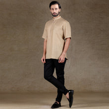 Load image into Gallery viewer, mens khaki color cotton short kurta
