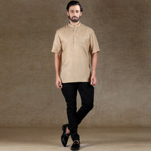 Load image into Gallery viewer, mens khaki color cotton short kurta
