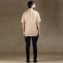 Load image into Gallery viewer, Ajay Arvindbhai Khatri Men&#39;s Khaki Half Sleeve Cotton Short Kurta With Pocket
