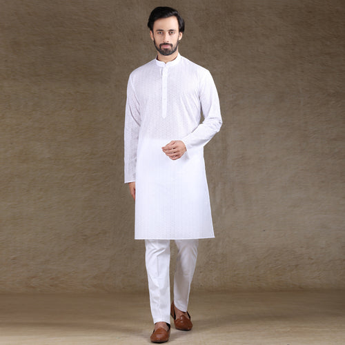 mens white color regular brasso kurta