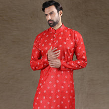 Load image into Gallery viewer, mens printed red colour kurta
