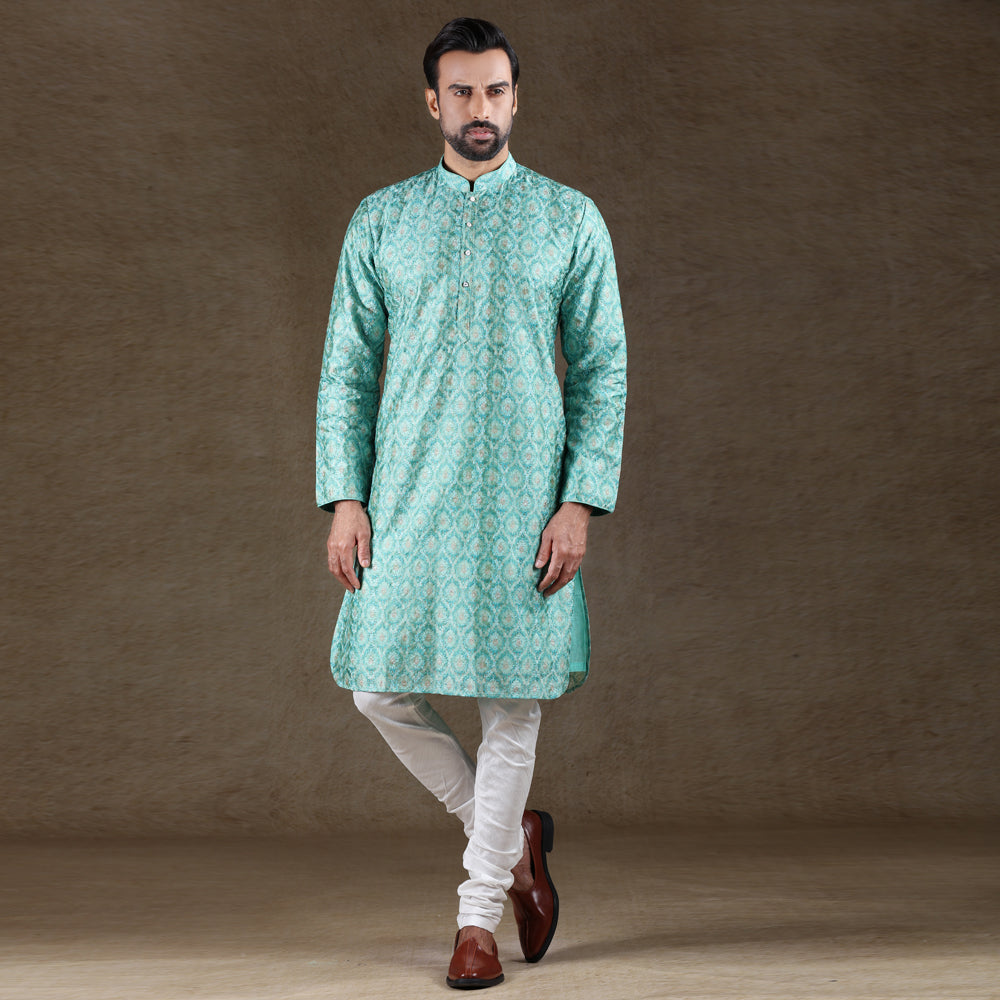 mens firoji colour printed kurta