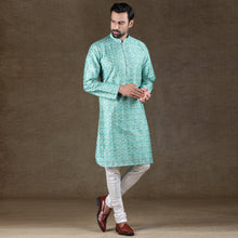 Load image into Gallery viewer, mens firoji colour printed kurta
