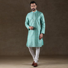 Load image into Gallery viewer, mens firoji colour printed kurta
