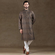 Load image into Gallery viewer, mens coffee brown colour printed kurta

