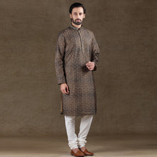 Load image into Gallery viewer, mens coffee brown colour printed kurta
