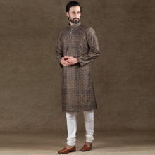 Load image into Gallery viewer, mens coffee brown colour printed kurta
