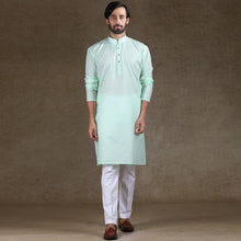 Load image into Gallery viewer, Ajay Arvindbhai Khatri Men&#39;s Cotton Printed Stylish kurta Green &amp; White Colour
