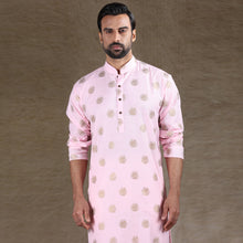 Load image into Gallery viewer, Ajay Arvindbhai Khatri Men&#39;s Cotton Flower Printed Stylish kurta Golden Pink Colour
