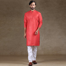 Load image into Gallery viewer, Ajay Arvindbhai Khatri Men&#39;s Cotton Flower Printed Stylish kurta Red Colour
