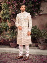 Load image into Gallery viewer, Ajay Arvindbhai Khatri Wedding Special Art 2 Pic Silk Sherwani For Wedding
