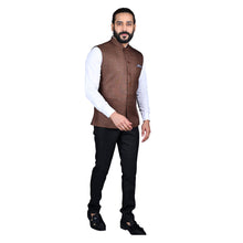 Load image into Gallery viewer, mens brown color nehru jacket
