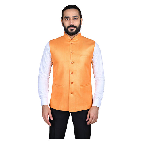 mens orange color nehru jacket