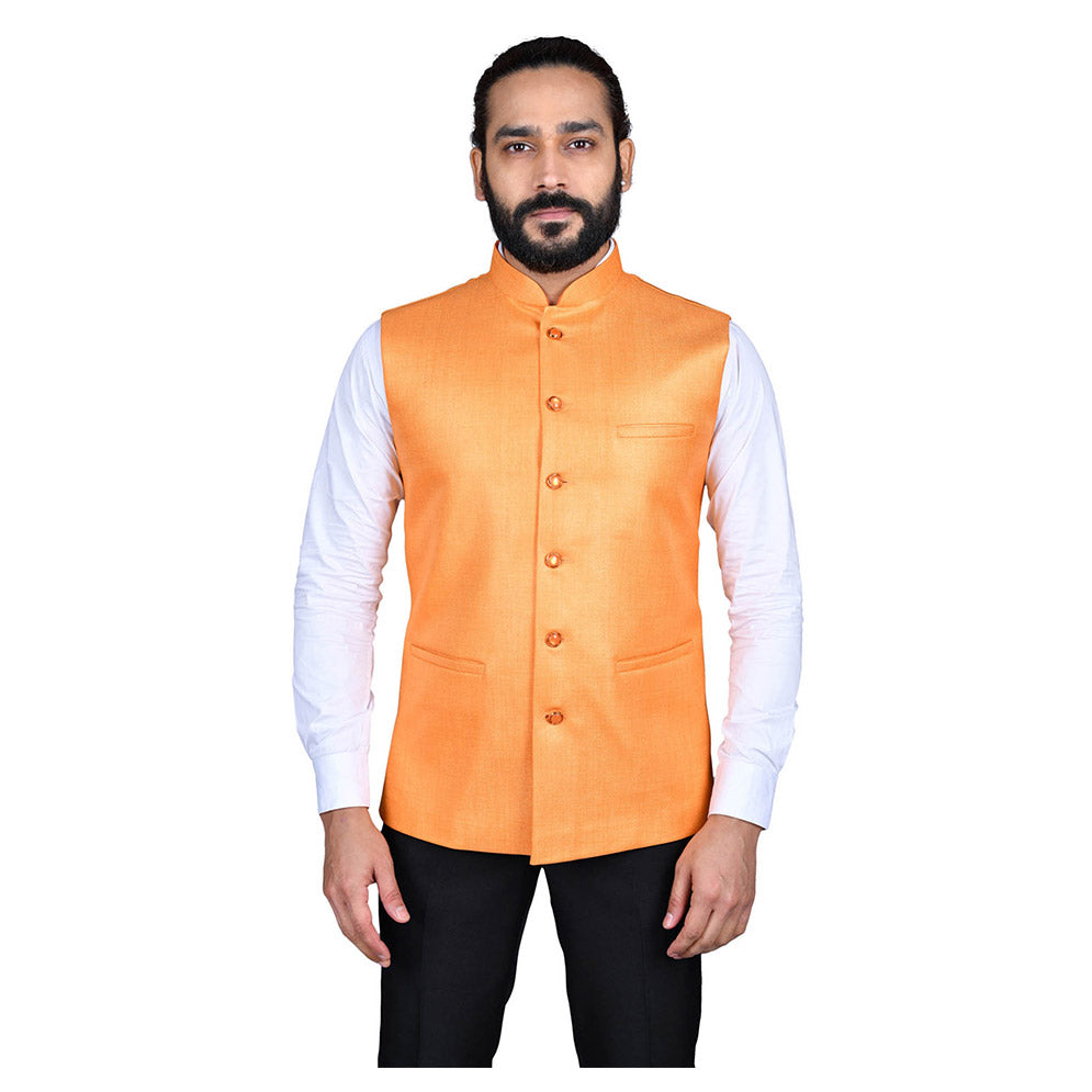 mens orange color nehru jacket