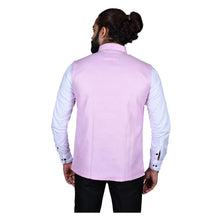 Load image into Gallery viewer, Ajay Arvindbhai Khatri Men&#39;s Jute Fabric Regular Nehru Jacket Pink Colour
